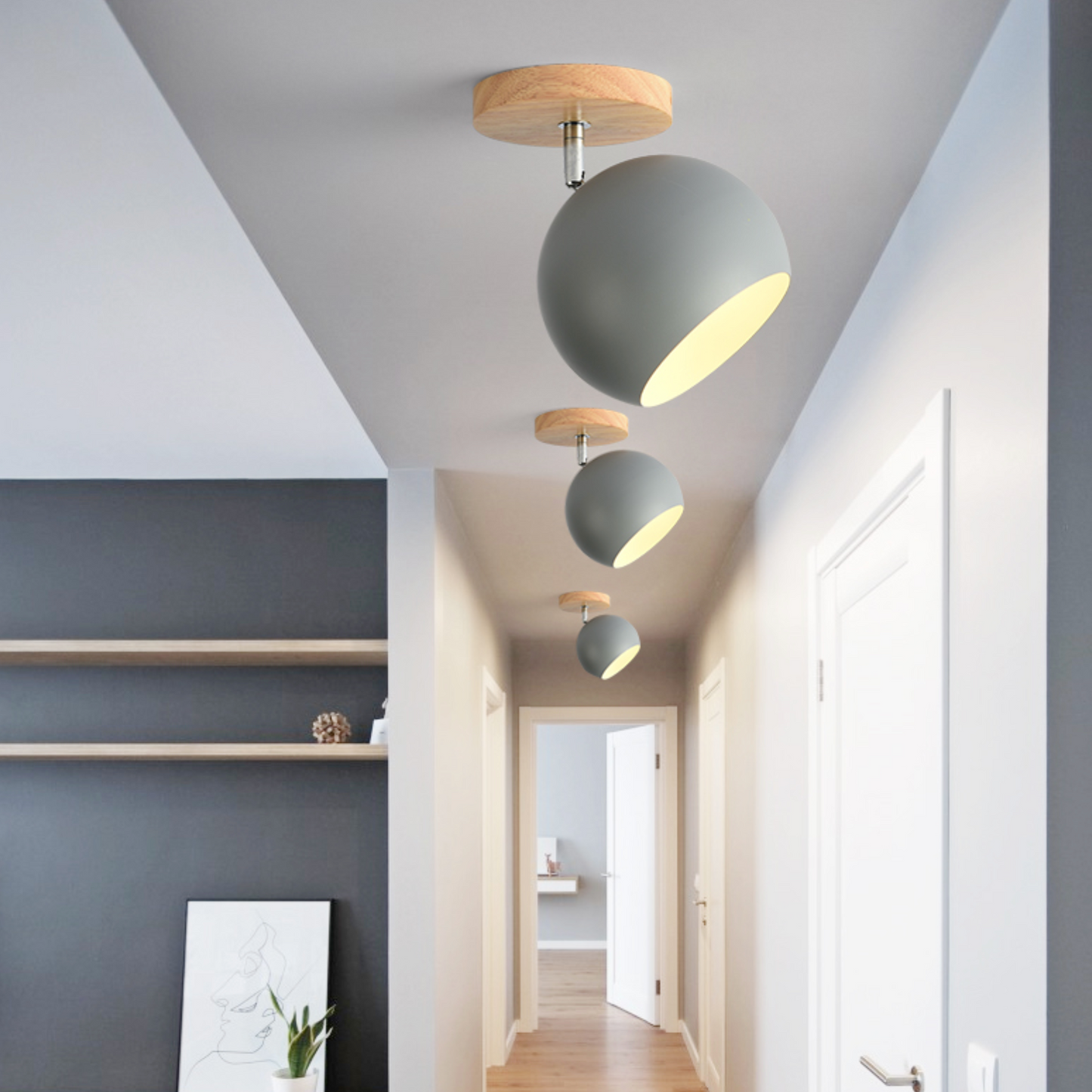 Scandinavian Wooden Ceiling Light Fixture – Elegant Design with Adjustable Glow 2