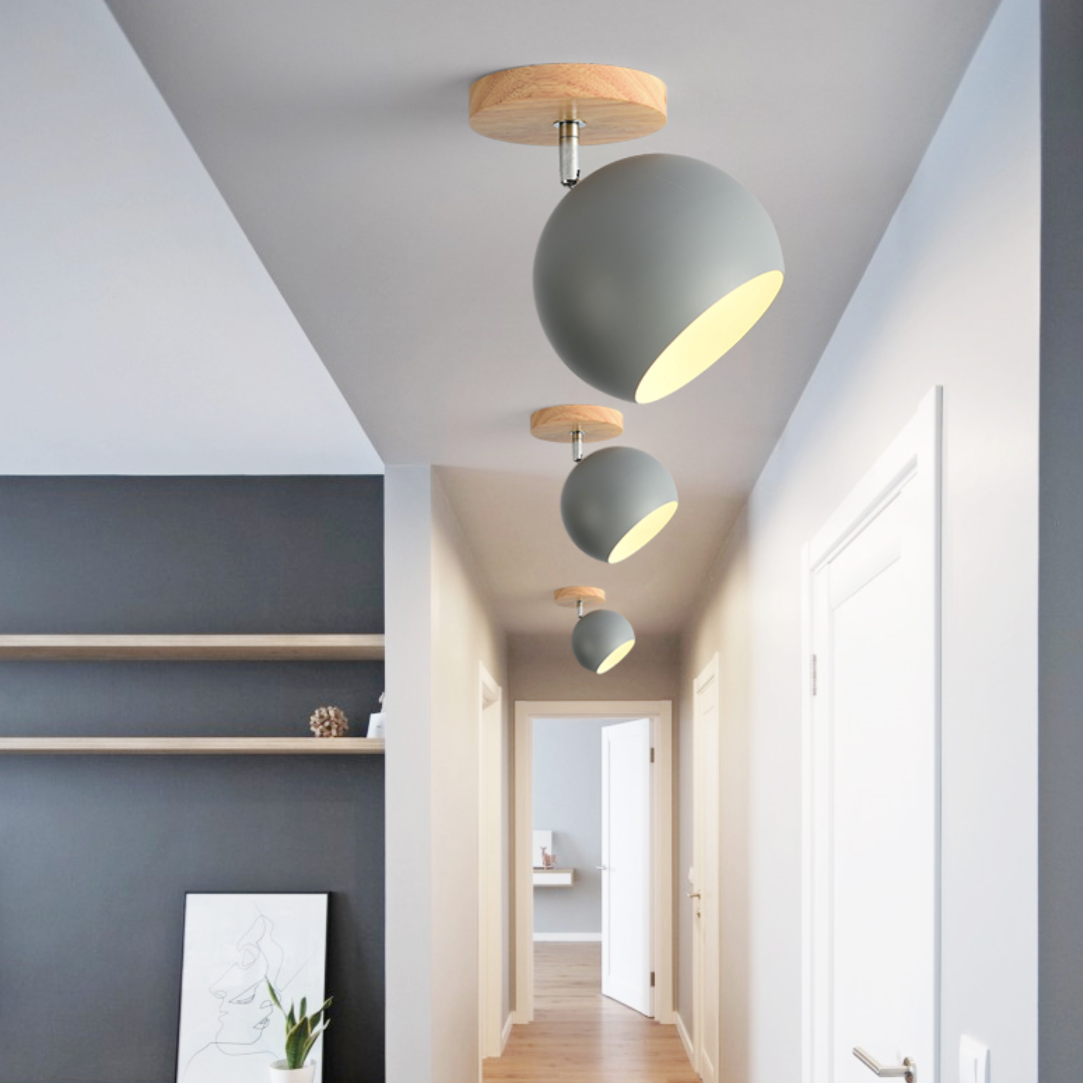 Scandinavian Wooden Ceiling Light Fixture – Elegant Design with Adjustable Glow 2