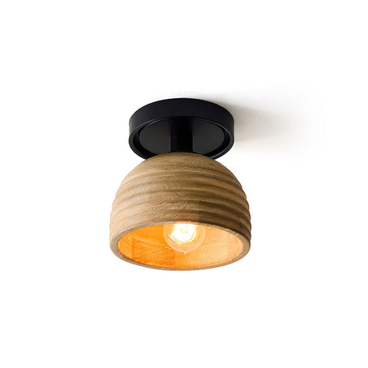 Sculptural Wood Ceiling Lamp – Ambient Glow with Modern Elegance 0