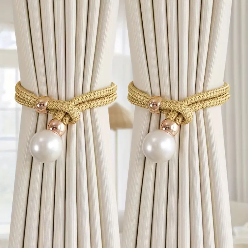 **Shiny Beaded Curtain Tieback Set** – Elegant Touch for Any Room 1