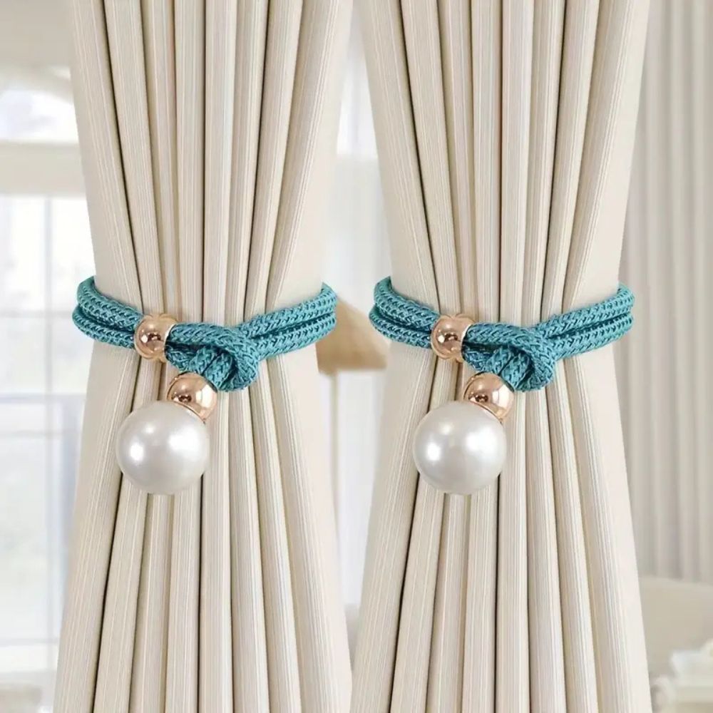 **Shiny Beaded Curtain Tieback Set** – Elegant Touch for Any Room 2