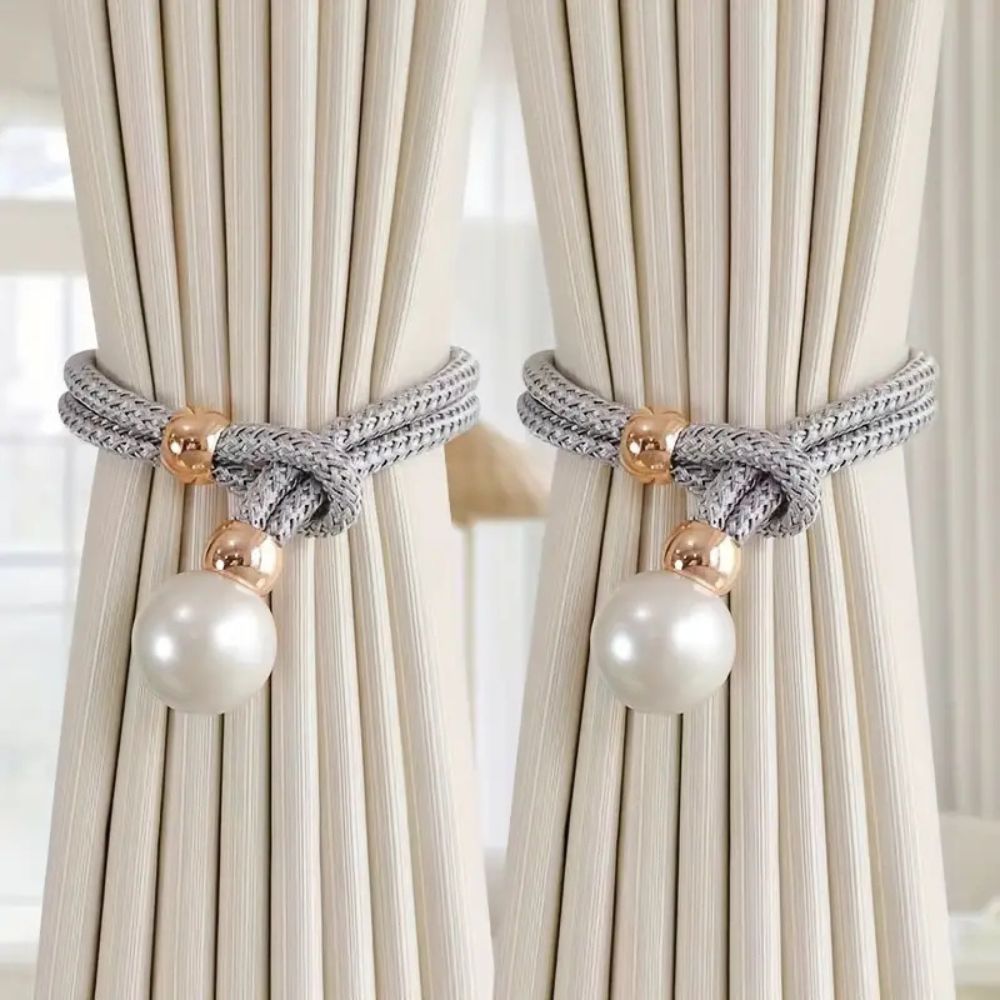 **Shiny Beaded Curtain Tieback Set** – Elegant Touch for Any Room 3