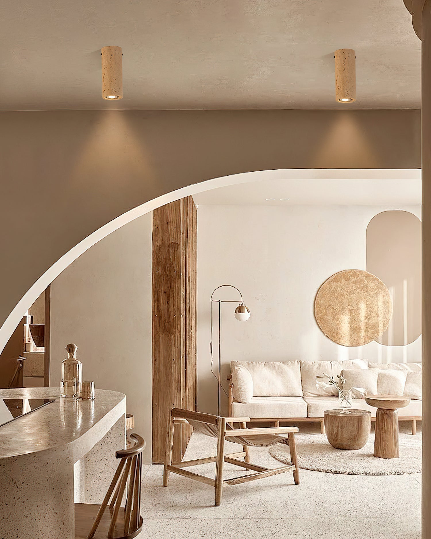 Shura Travertine Ceiling Lamp – Elegant Natural Stone Illumination 5