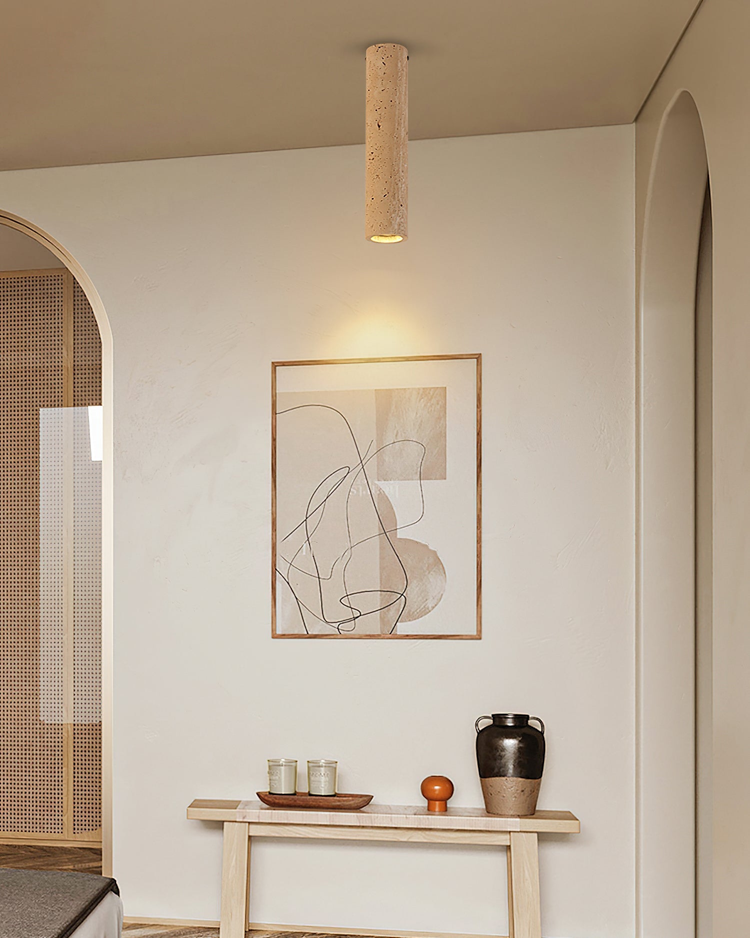 Shura Travertine Ceiling Lamp – Elegant Natural Stone Illumination 6
