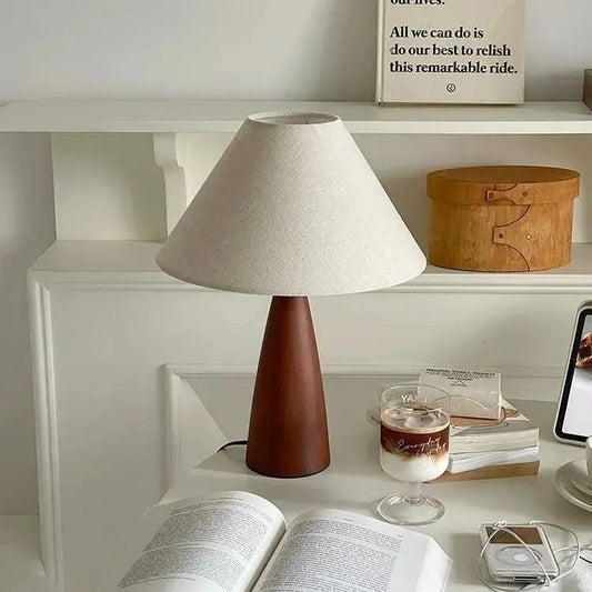 Solid Wood Retro Fabric Table Lamp – Cozy Lighting for Stylish Rooms 0
