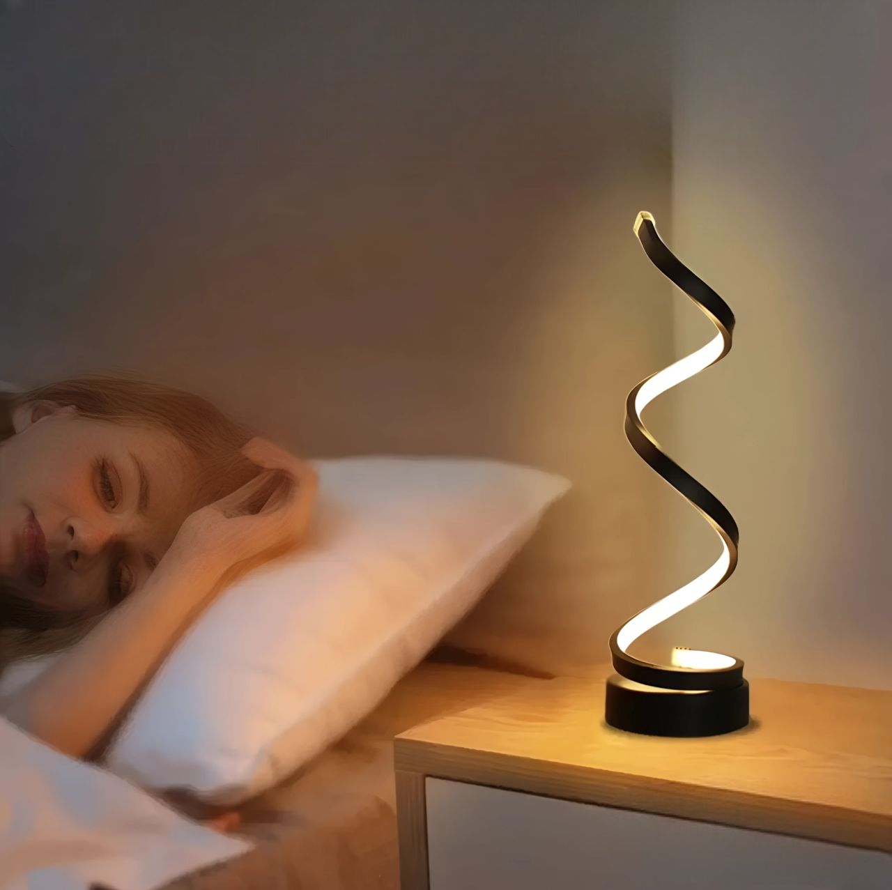 Spiral LED Table Lamp – Unique Design with Gentle Glow 1