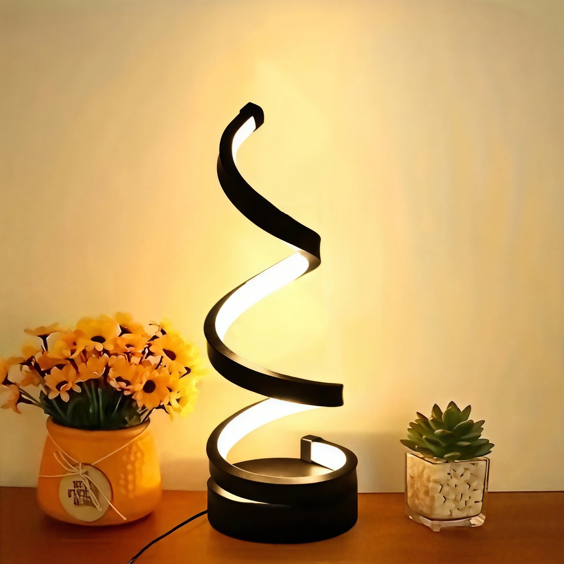 Spiral LED Table Lamp – Unique Design with Gentle Glow 3