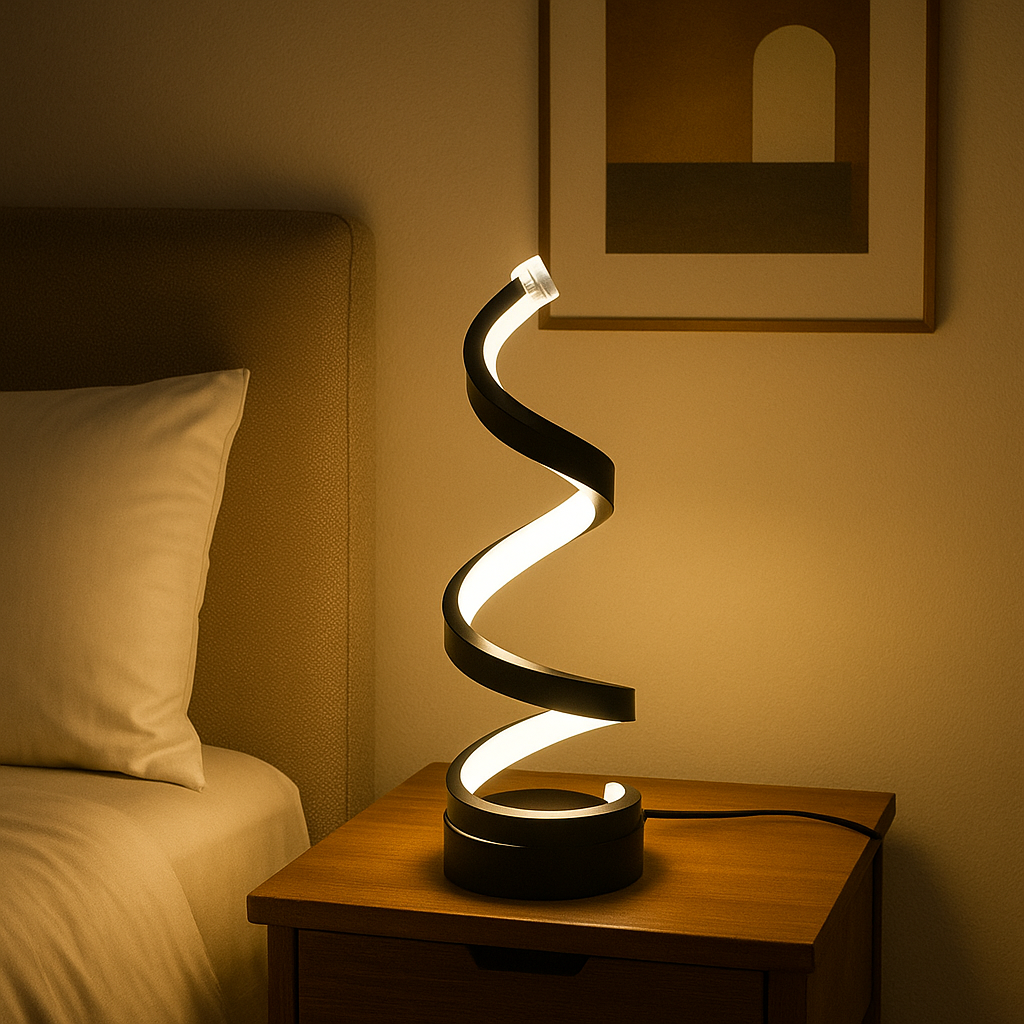 Spiral LED Table Lamp – Unique Design with Gentle Glow 4