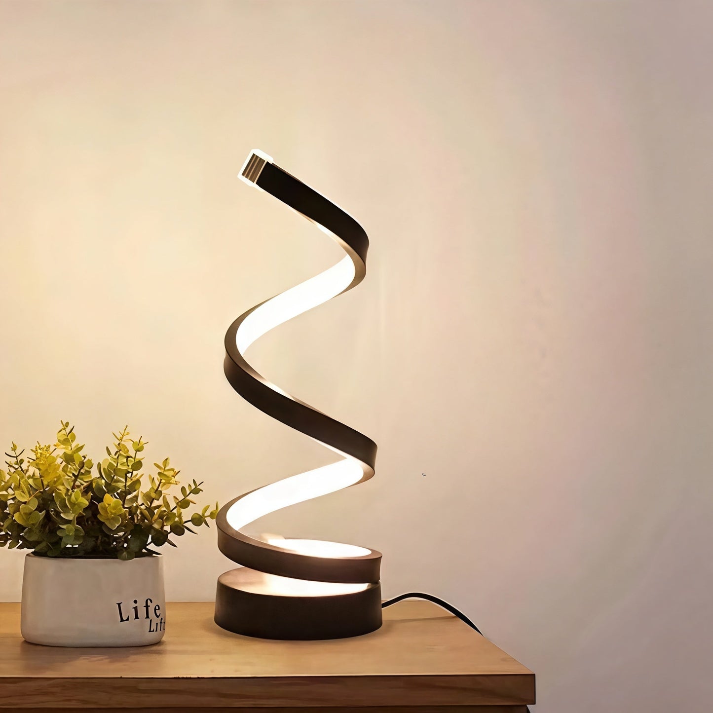 Spiral LED Table Lamp – Unique Design with Gentle Glow 5