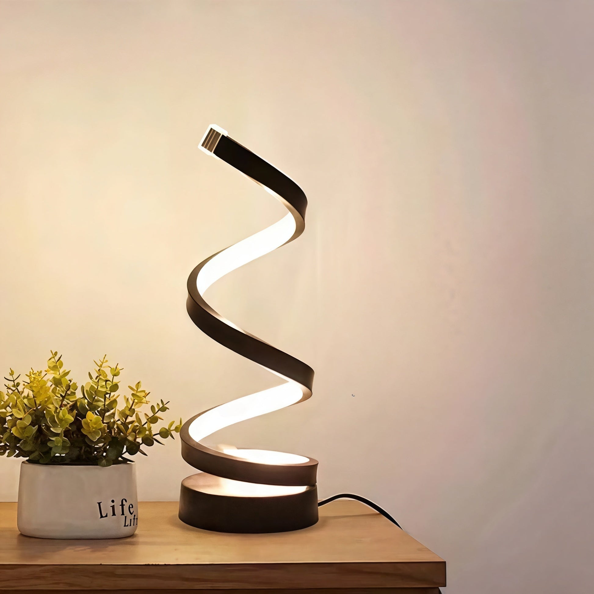 Spiral LED Table Lamp – Unique Design with Gentle Glow 5