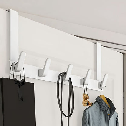 Stainless Steel Door Shelf With 5 Hooks – Elegant Space-Saving Organizer 0