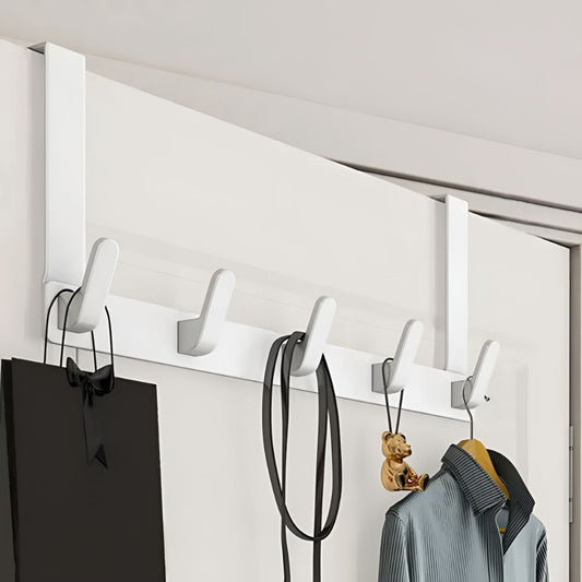 Stainless Steel Door Shelf With 5 Hooks – Elegant Space-Saving Organizer 0