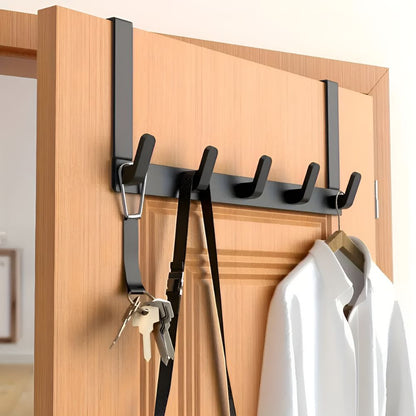 Stainless Steel Door Shelf With 5 Hooks – Elegant Space-Saving Organizer 1