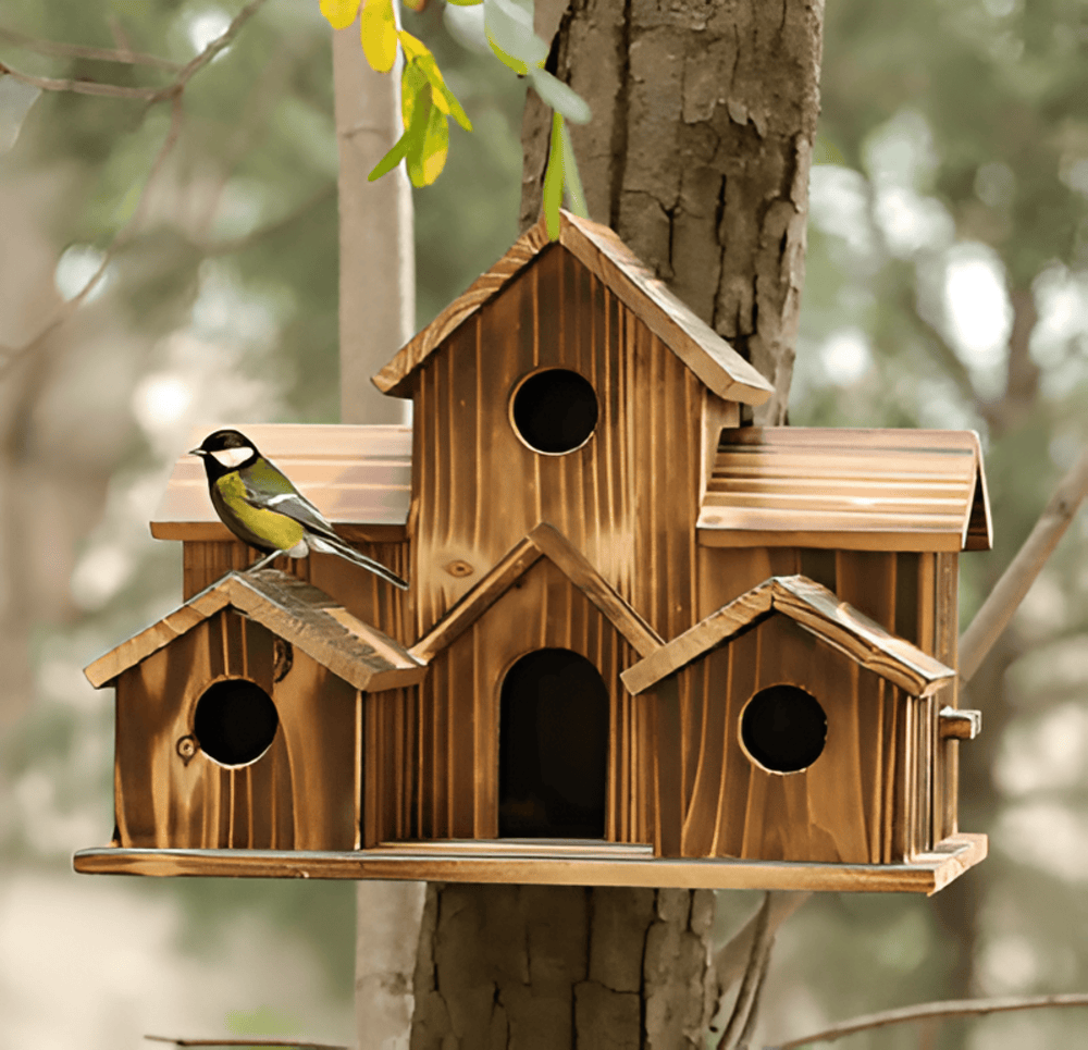 Sylion Hanging Wooden Bird House – Cozy Retreat for Feathered Friends 0