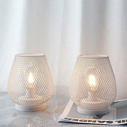 Table Lamp Set Made of White Metal – Stylish, Battery Operated Lighting for Any Space 3