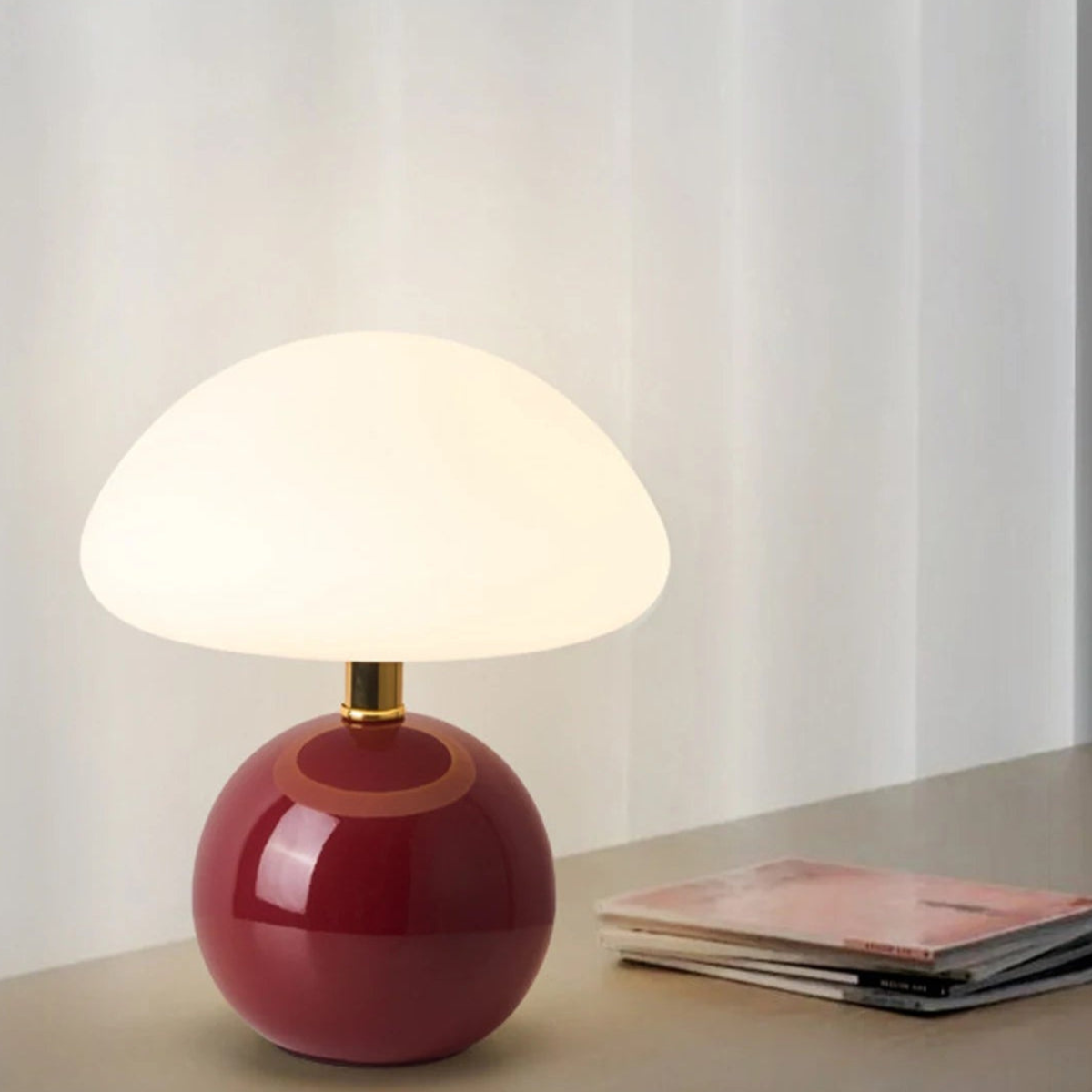 Table Lamp Sphere Shape Red – Cozy Ambient Glow for Any Room 5