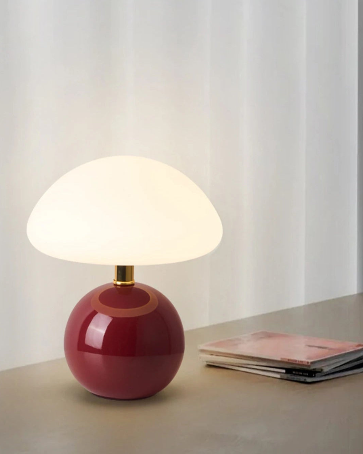 Table Lamp Sphere Shape Red – Cozy Ambient Glow for Any Room 5