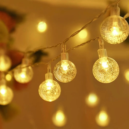 USB-LED Crystal Ball Light Chain – Waterproof Elegance for Magical Evenings 0