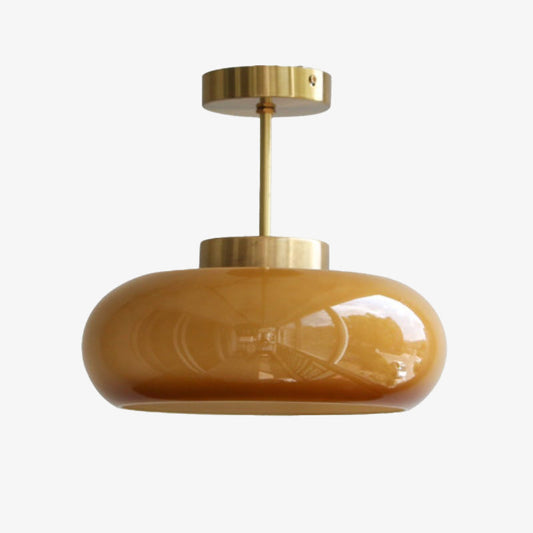 Vintage Ceiling Light Fixture – Geometric Glass Shade for Warm Ambiance 0