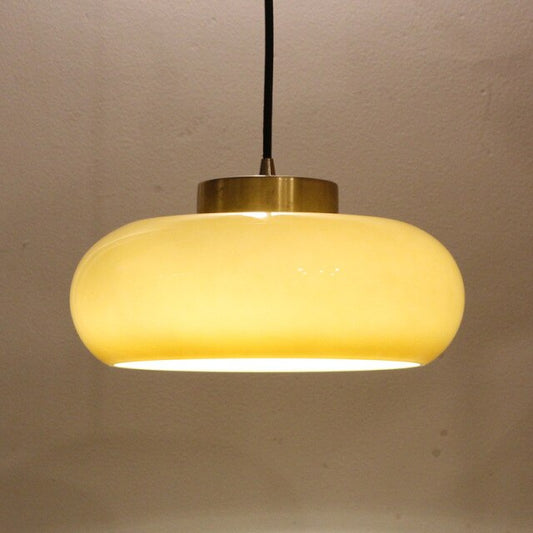 Vintage Ceiling Light Fixture – Geometric Glass Shade for Warm Ambiance 1