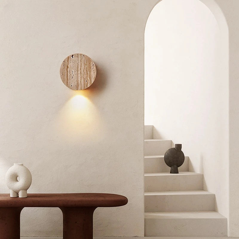Wabi-Sabi Yellow Travertine Wall Light – Natural Material for Cozy Atmosphere 3
