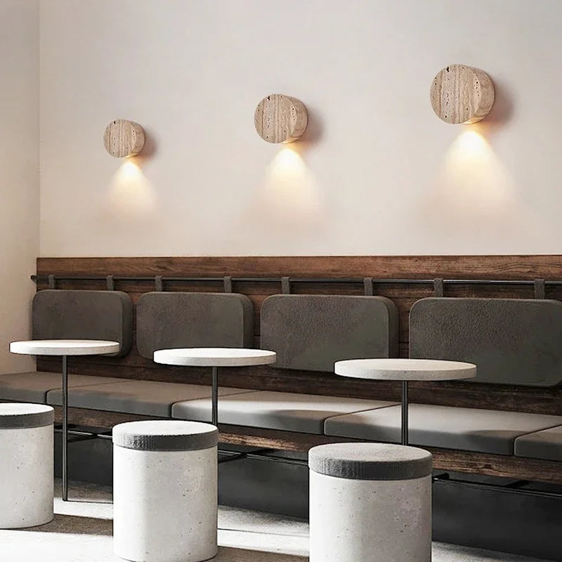 Wabi-Sabi Yellow Travertine Wall Light – Natural Material for Cozy Atmosphere 4