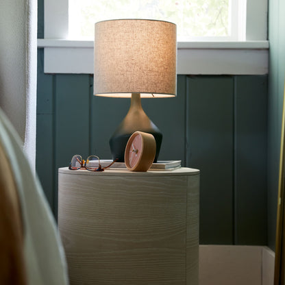 Asymmetry Ceramic Table Lamp (17") | Sculptural Accent Lighting with Linen Shade