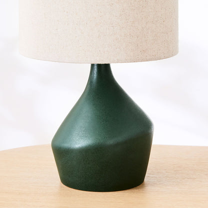 Asymmetry Ceramic Table Lamp (17") | Sculptural Accent Lighting with Linen Shade