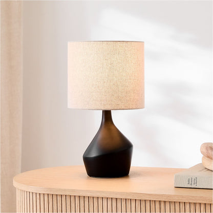 Asymmetry Ceramic Table Lamp (17") | Sculptural Accent Lighting with Linen Shade
