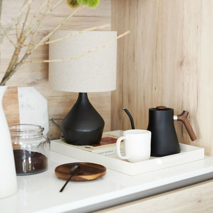 Asymmetry Ceramic Table Lamp (17") | Sculptural Accent Lighting with Linen Shade