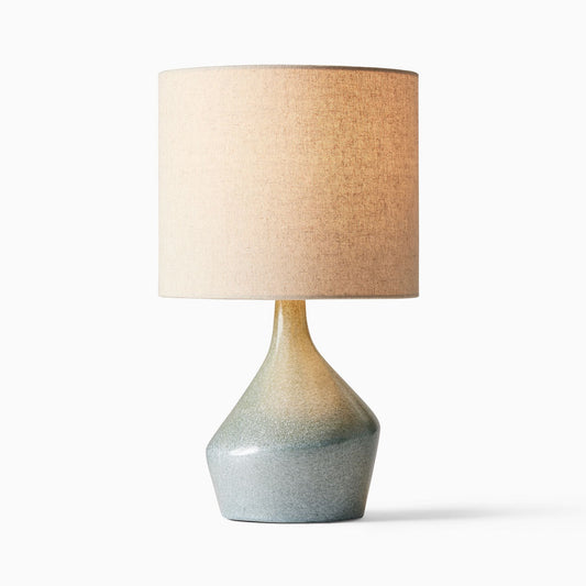 Asymmetry Ceramic Table Lamp (17") | Sculptural Accent Lighting with Linen Shade