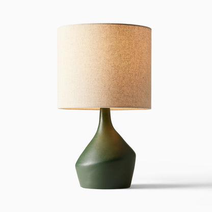 Asymmetry Ceramic Table Lamp (17") | Sculptural Accent Lighting with Linen Shade