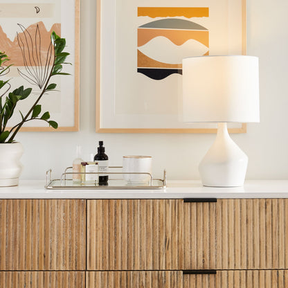 Asymmetry Ceramic Table Lamp (17") | Sculptural Accent Lighting with Linen Shade