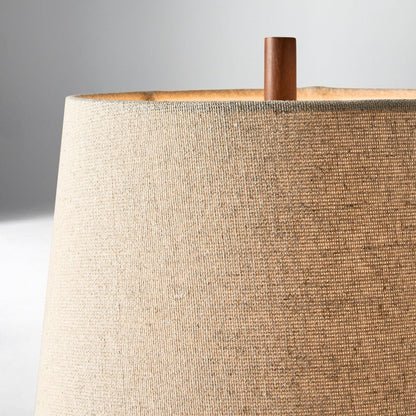 Bingley Ceramic & Wood Table Lamp by Walker & Co – Natural Linen Shade, 16.5"-22", UL Certified Lighting