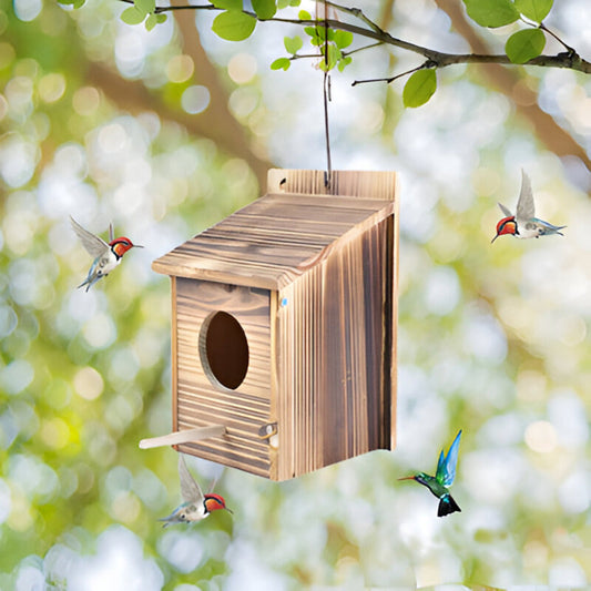 Weatherproof Wooden Bird House – Charming Retreat for Feathered Friends 0