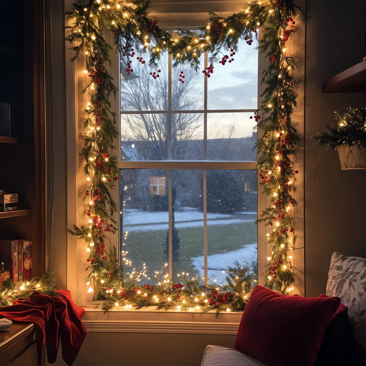 Winter Berry Garland With Lighting – Vibrant Red Berries for Festive Ambiance 5