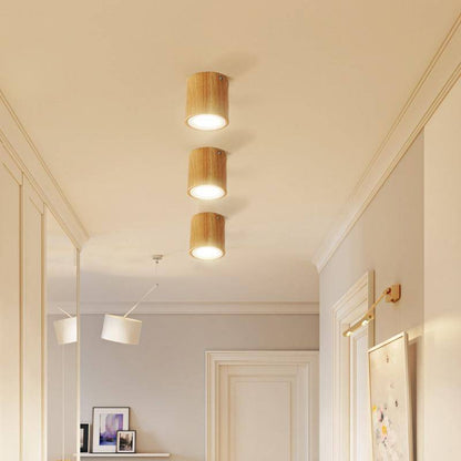 Wooden Cube-Shaped LED Ceiling Light – Modern Design with Warm Ambiance 2
