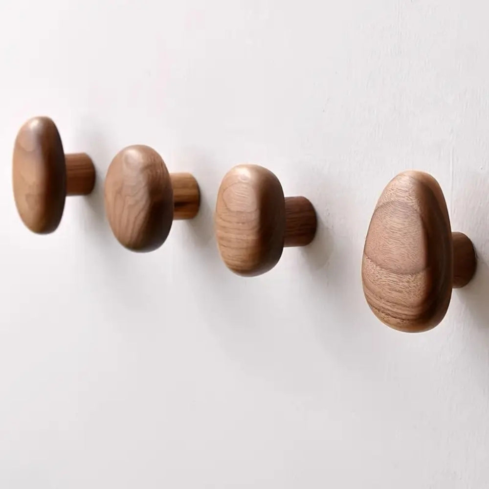 Wooden Pebble Shape Coat Hook – Elegant Scandinavian Style For Any Space 0