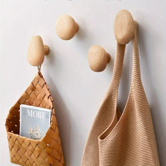 Wooden Pebble Shape Coat Hook – Elegant Scandinavian Style For Any Space 1