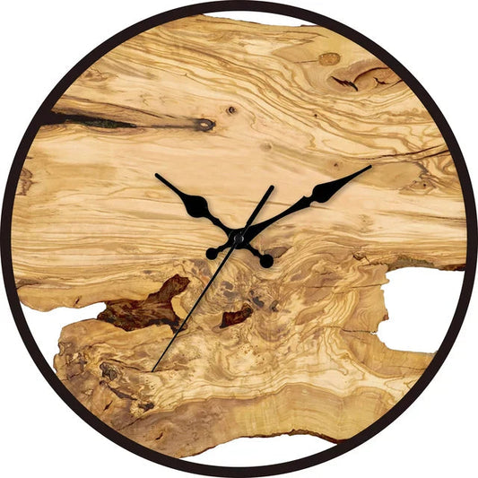 Wooden Wall Clock with Resin Accents – Artistic Design for Modern Interiors 0